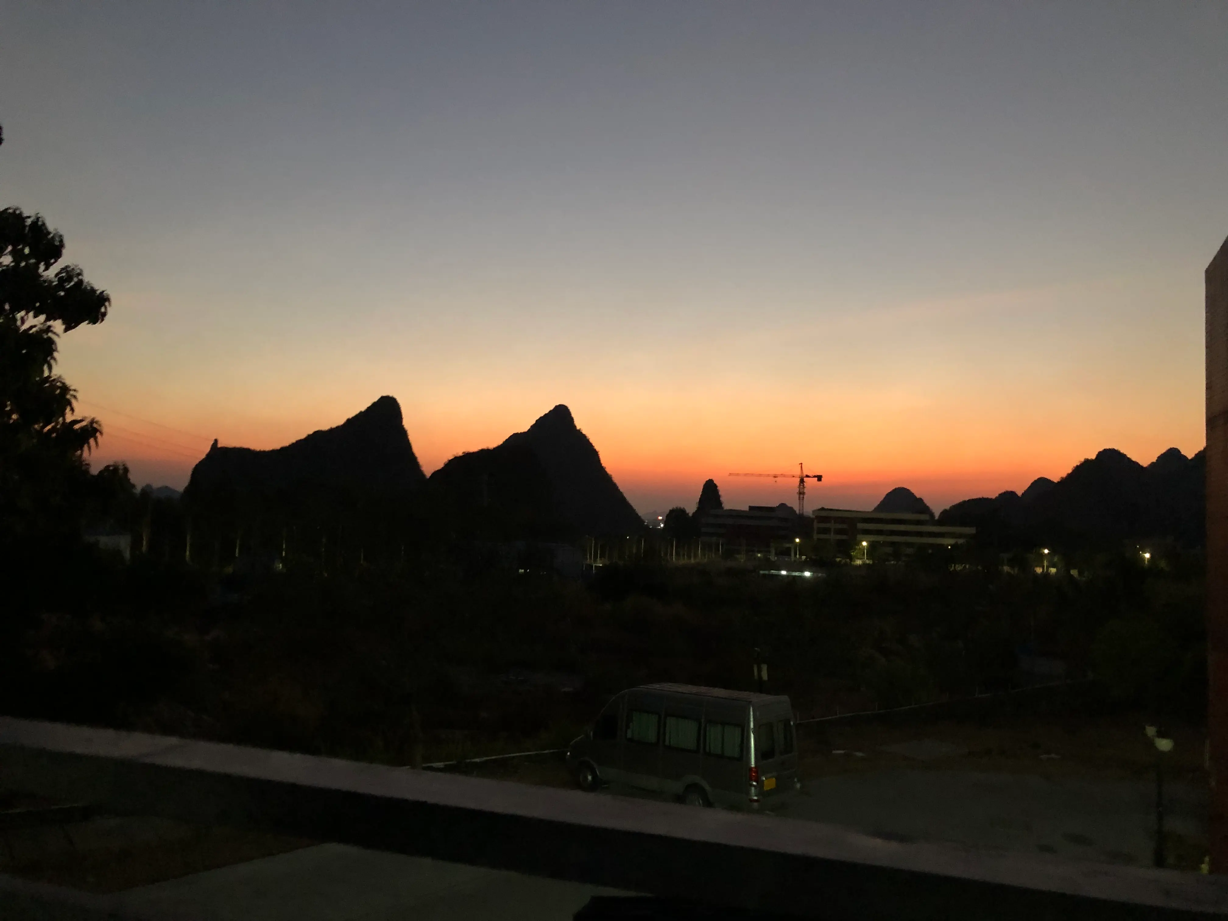 Sunset and karst mountains